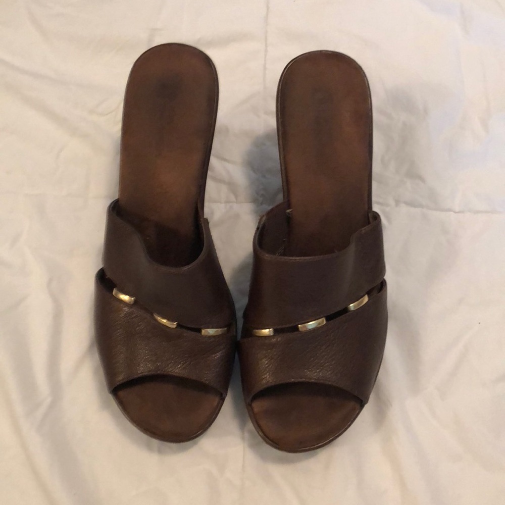 Brown wedge sandals